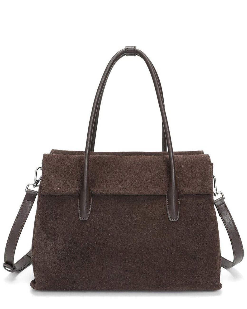 Tiffany & Fred Paris Brown Suede Foldover Tote