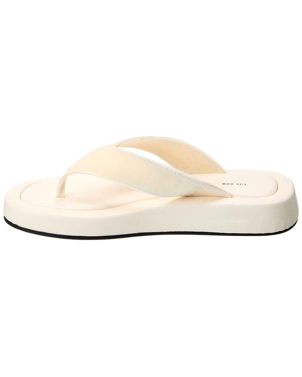 The Row White Ginza Velvet Platform Sandal