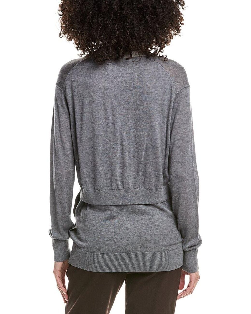 3.1 Phillip Lim Gray Faux Layered Wool & Silk-Blend Cardigan