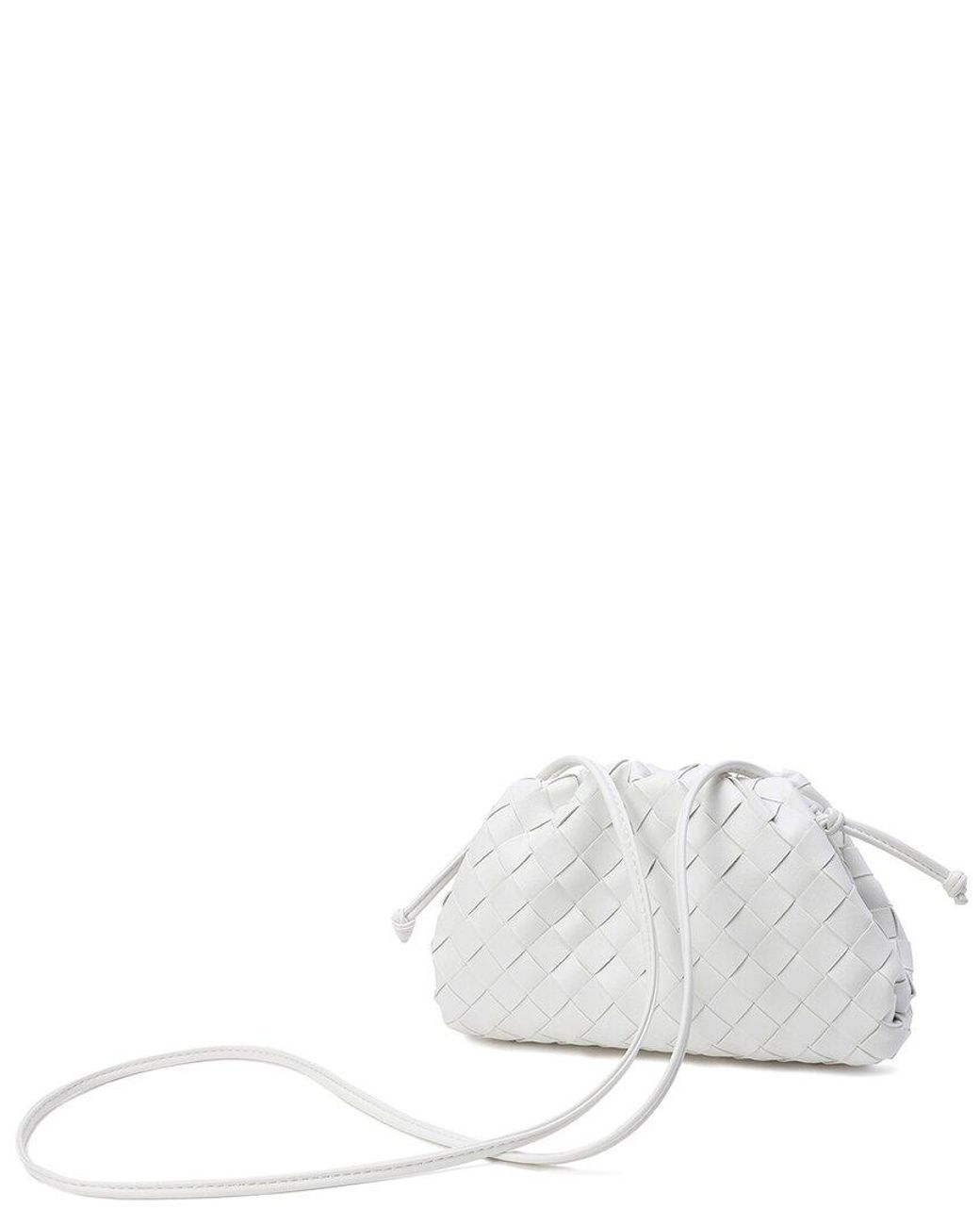 Tiffany & Fred Paris White Woven Leather Pouch Shoulder Bag