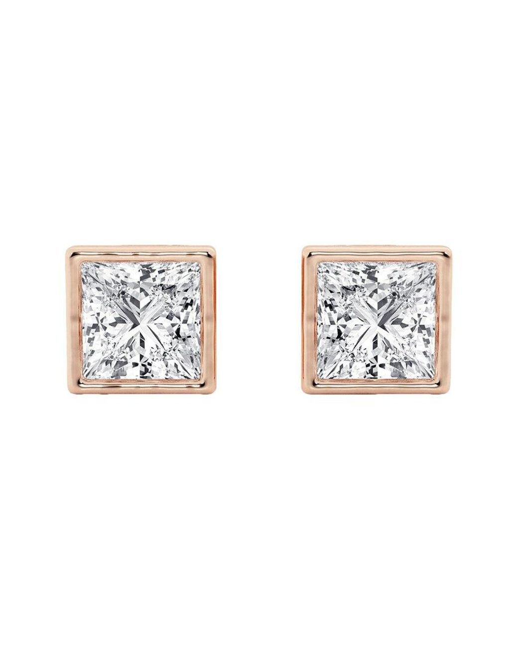 Lab Grown Diamonds Metallic 14k Rose Gold 3.00 Ct. Tw. Lab Grown Diamond Earrings