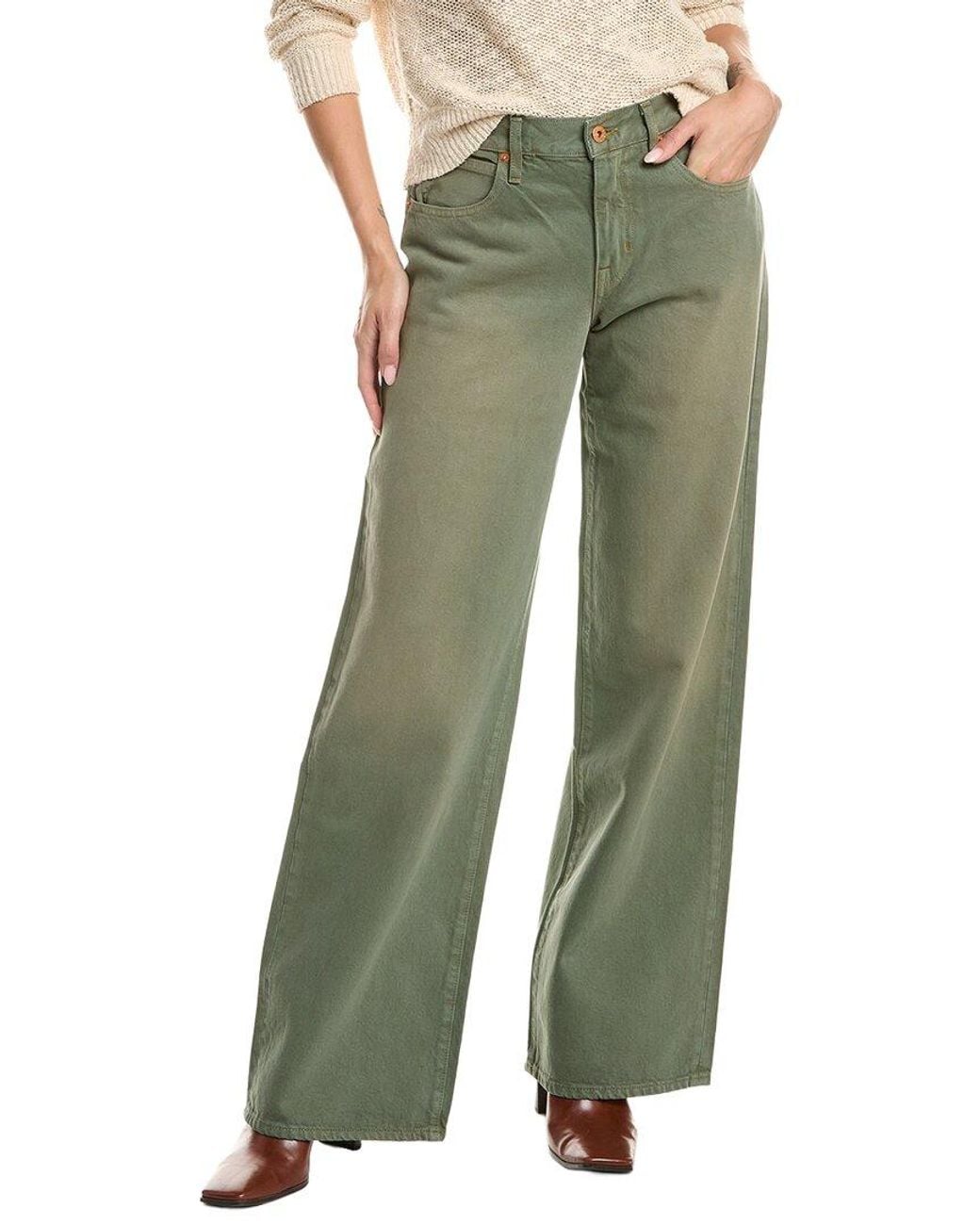 SLVRLAKE Denim Green Denim Mica Wide Leg Jean