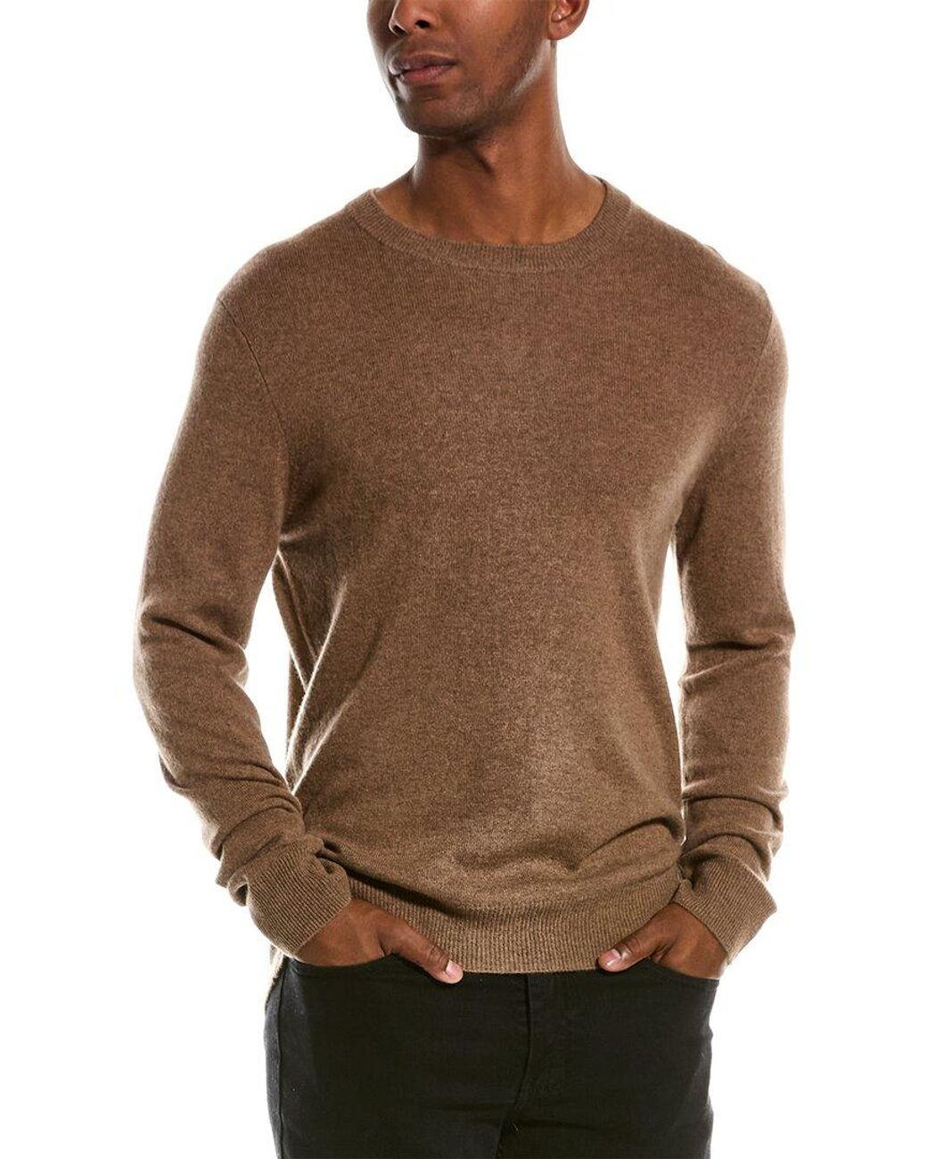 Qi Cashmere Crewneck Sweater in Brown for Men | Lyst