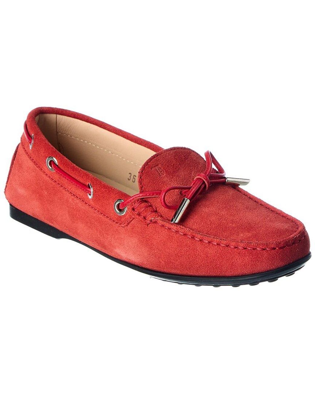 Tod's Red Gommino Suede Loafer