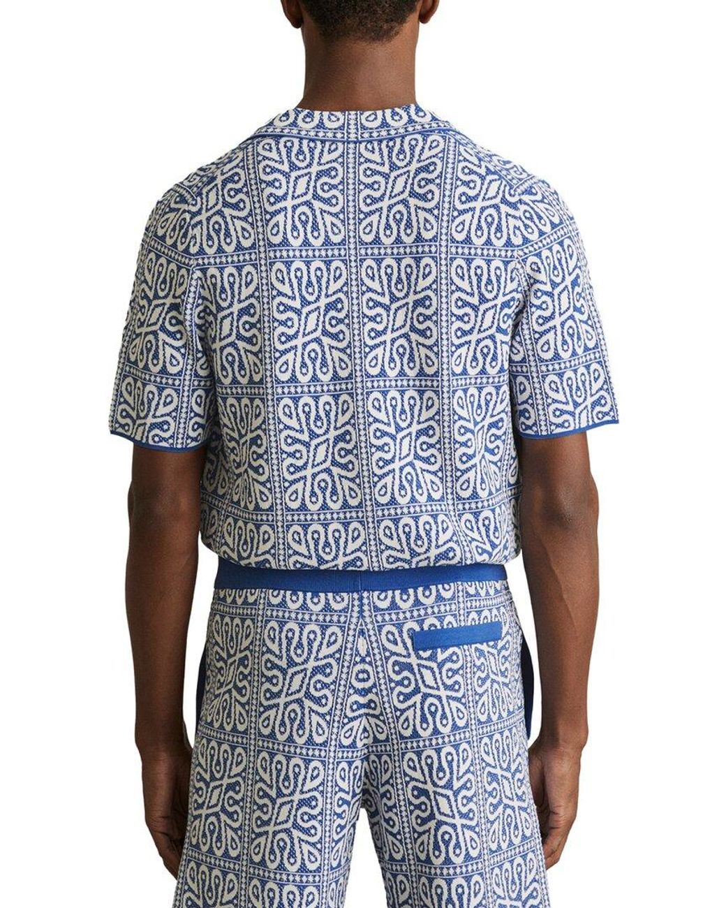 Reiss Blue River Cuban Button Top for men