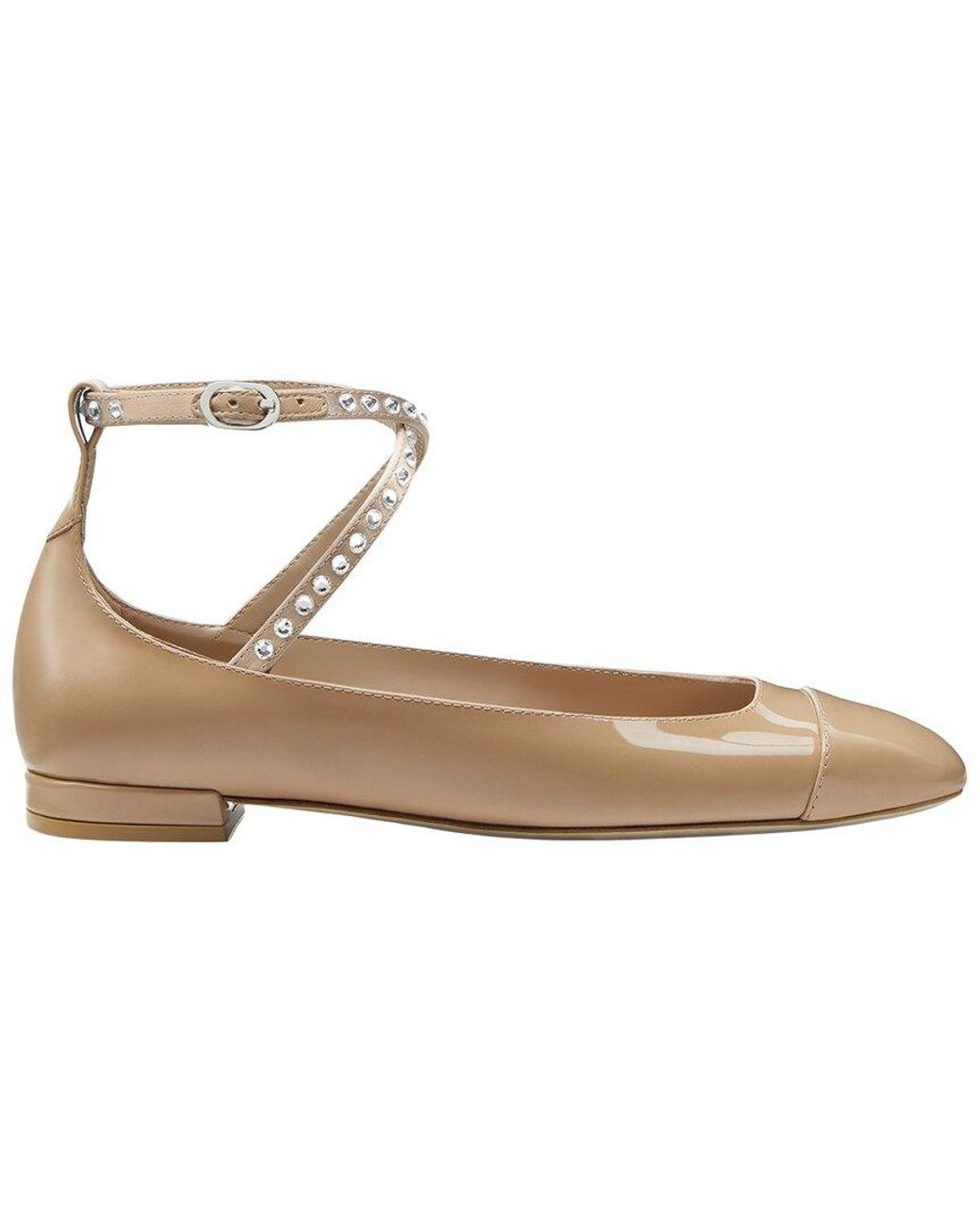Stuart Weitzman Metallic Eden Crystal Strap Patent Flat