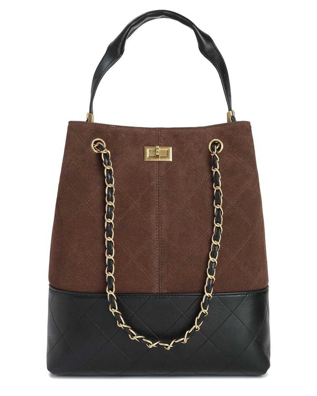 Tiffany & Fred Paris Brown Suede & Leather Bucket Tote