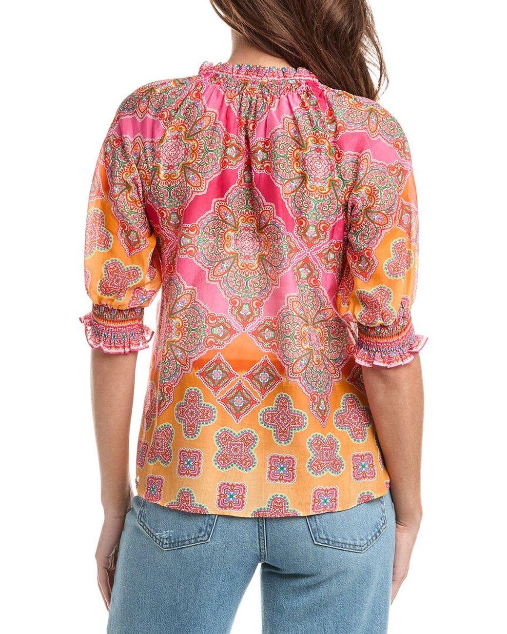 Hale Bob Pink Silk-Blend Eileen Blouse
