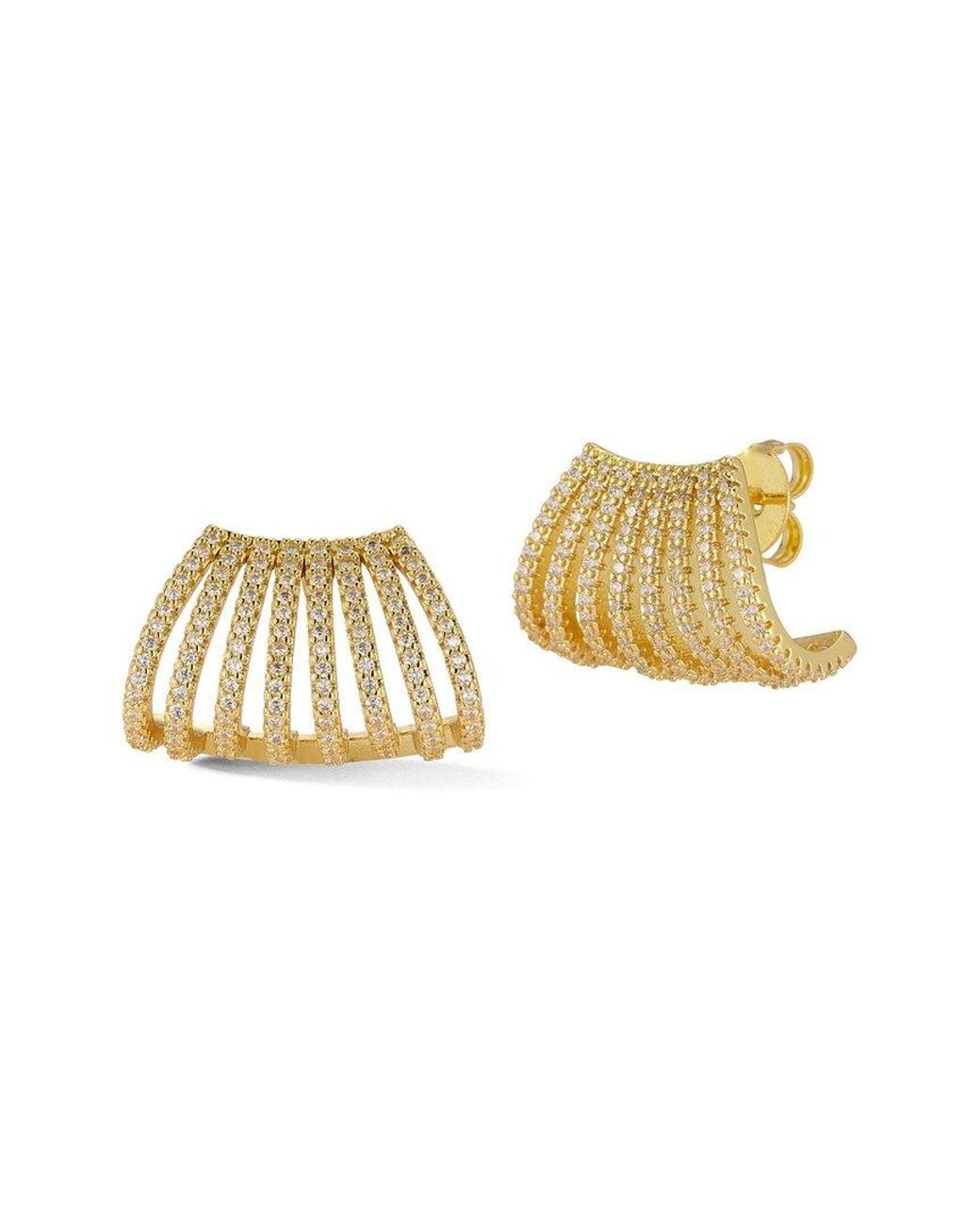 Chloe and Madison Metallic Jewelry 18K Plated Cz Fancy Cage Earrings