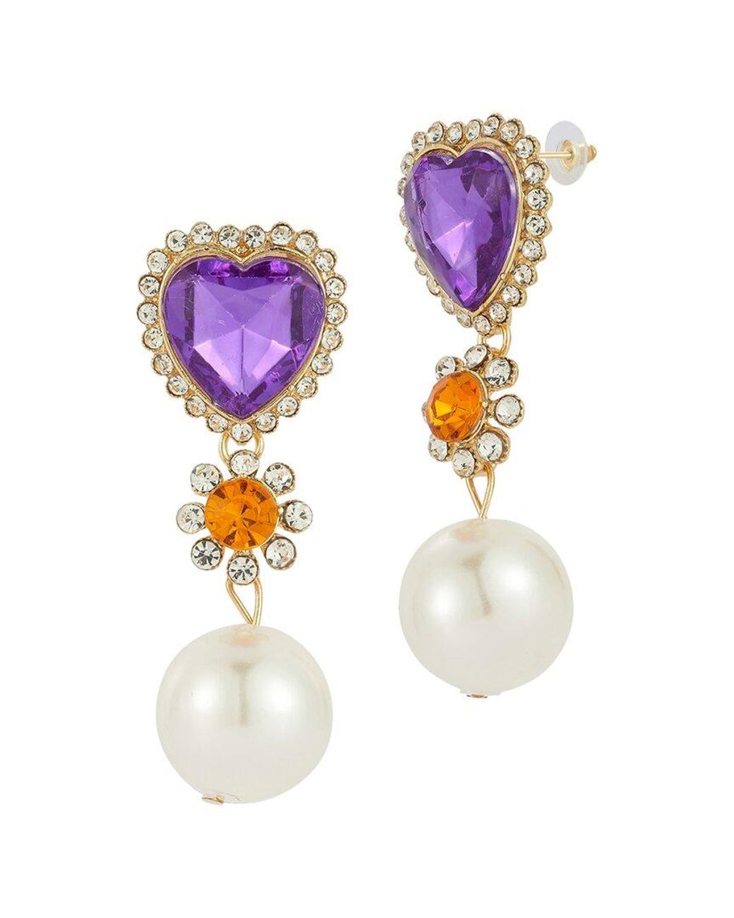 Sphera Milano Multicolor Plated 19.5Mm Pearl Cz Earrings