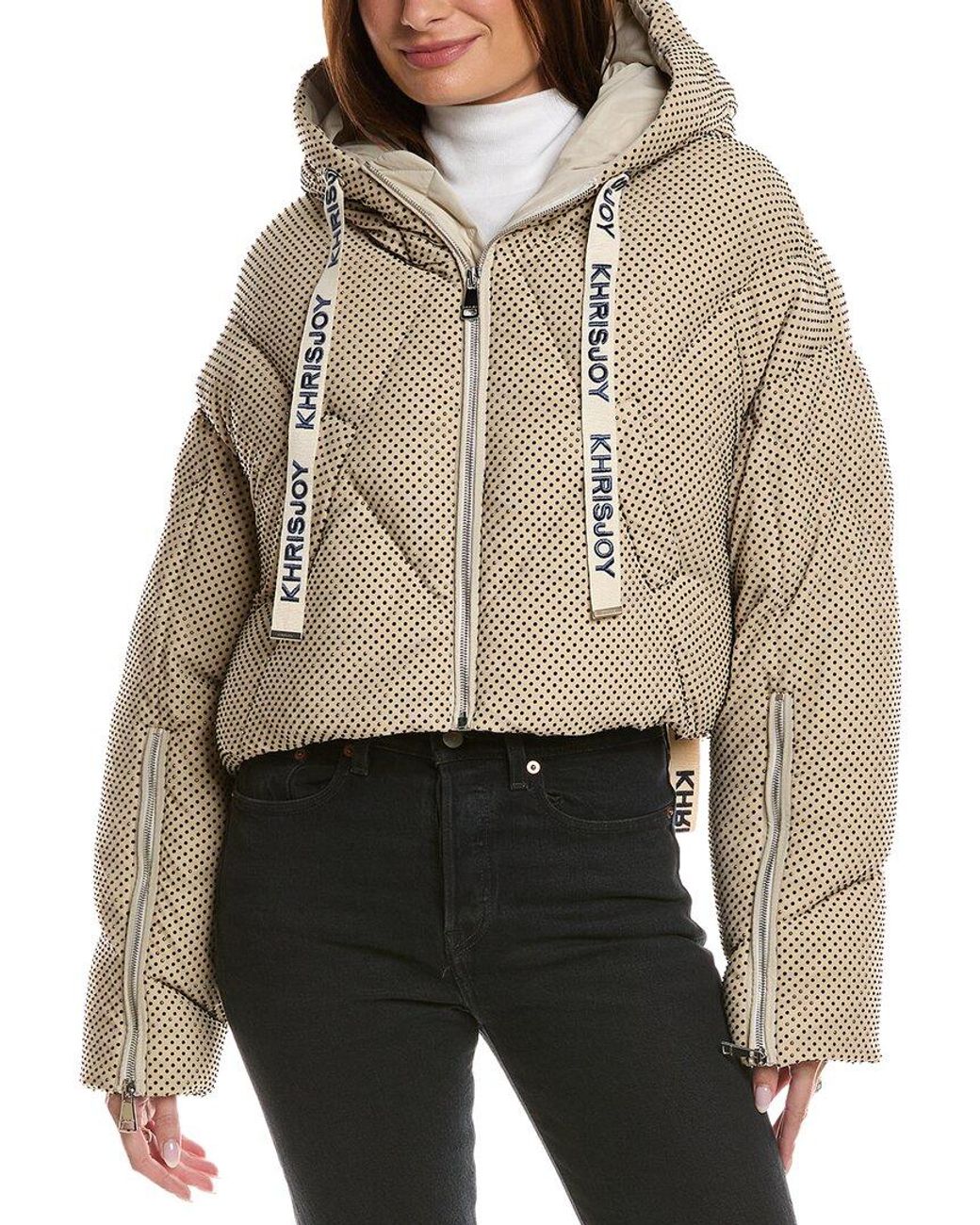 Khrisjoy Brown Khris Rhinestone Crop Puffer Down Jacket