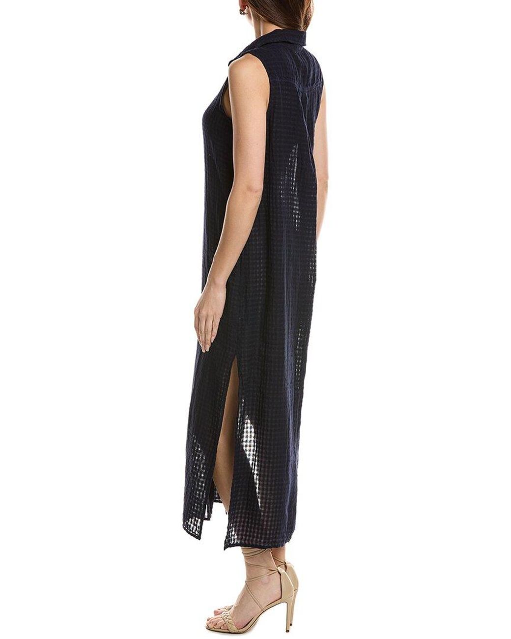 Bella Dahl Black Side Slit Duster Linen-Blend Dress