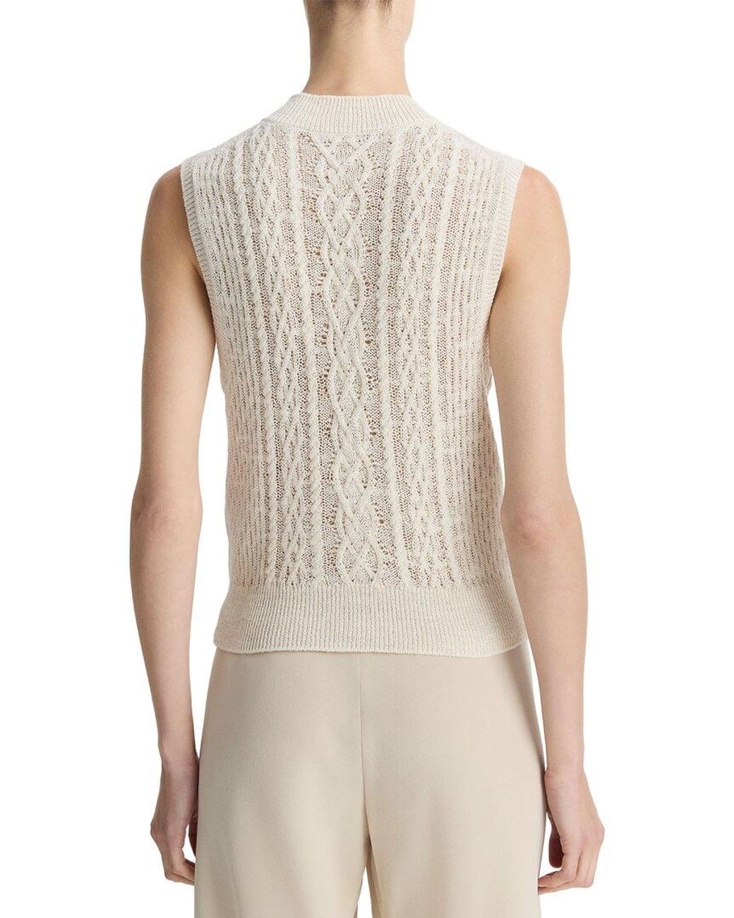 Vince White Cable Double Layer Wool-Blend Shell