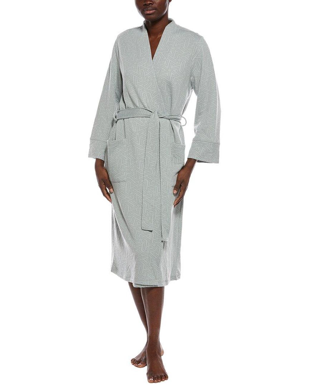 Natori Gray Quilted Geo Knit Jacquard Robe