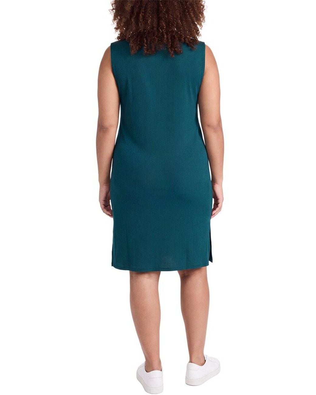 Eileen Fisher Blue Funnel Neck Dress