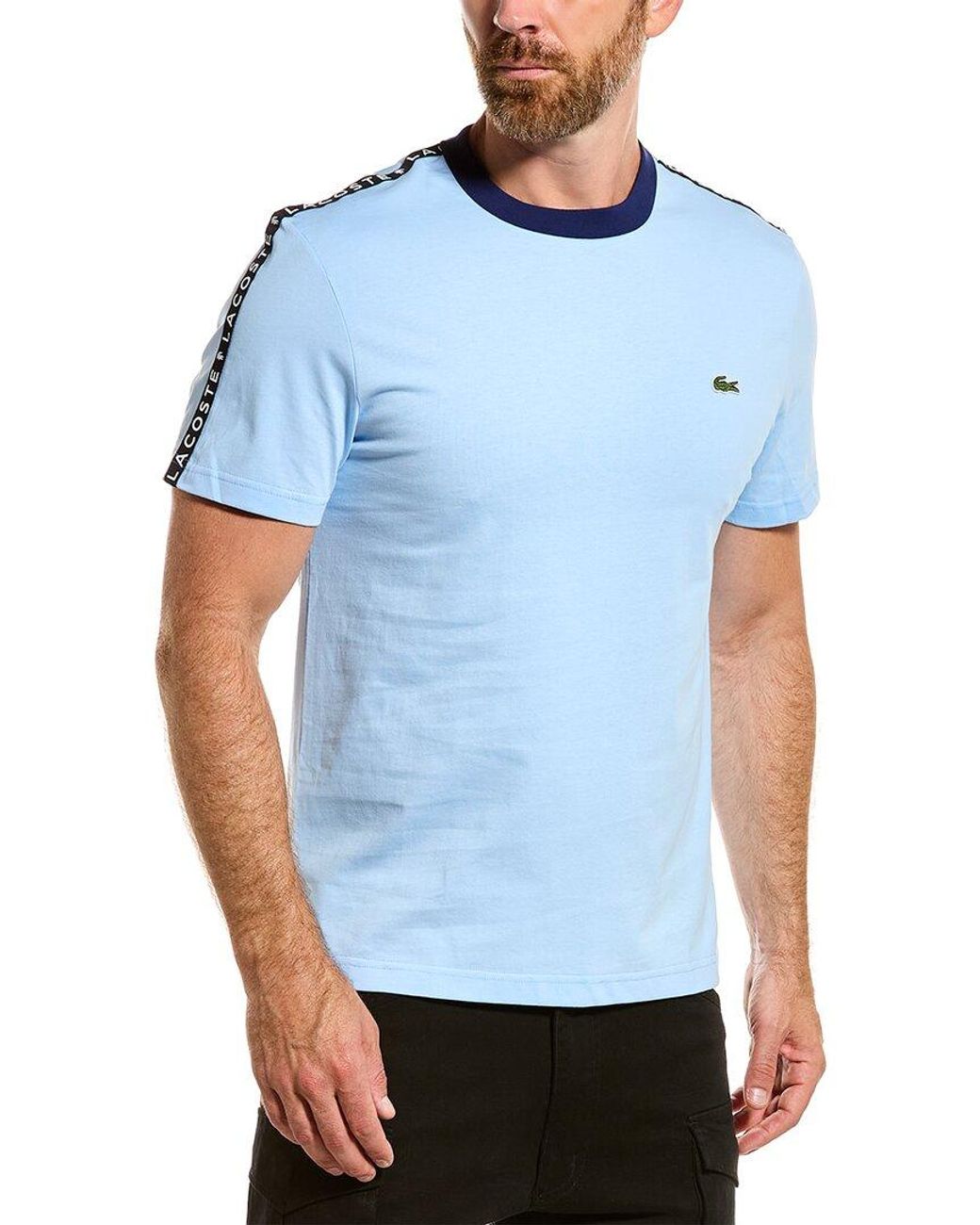 Lacoste Regular Fit Logo Tape T-shirt in Blue for Men | Lyst