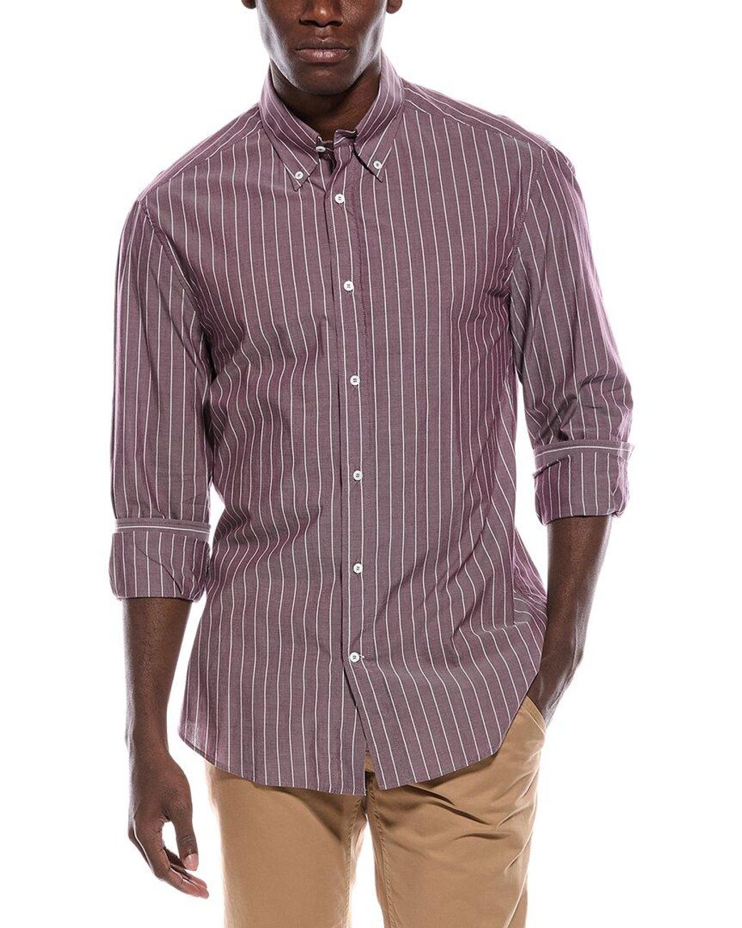 Brunello Cucinelli Purple Slim Fit Shirt for men