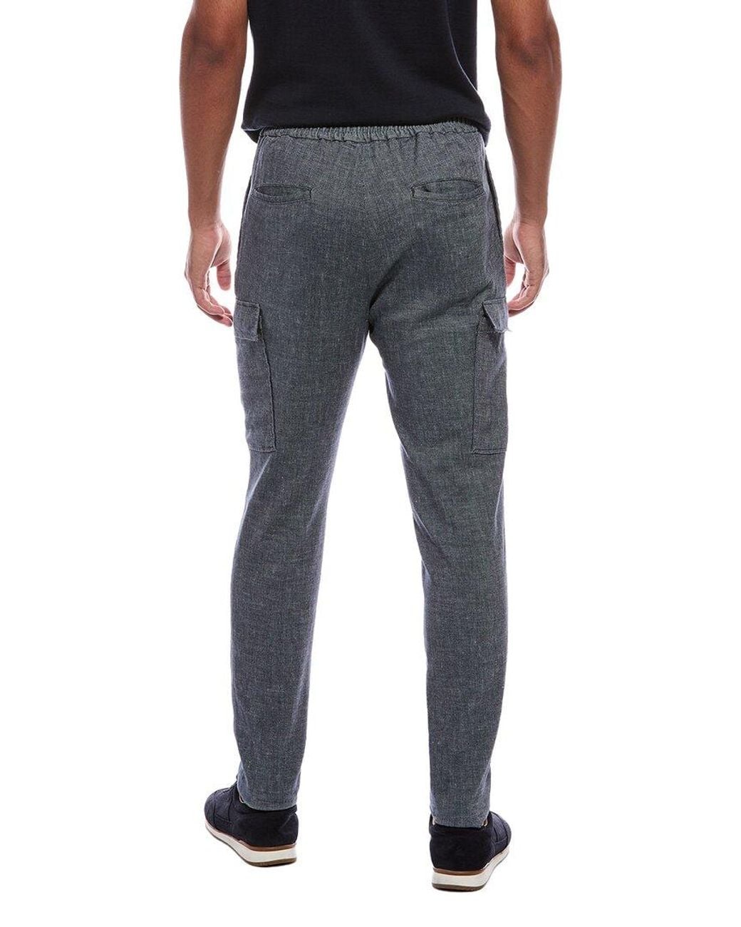 Slowear Black Glanshirt Linen-Blend Cargo Pant for men