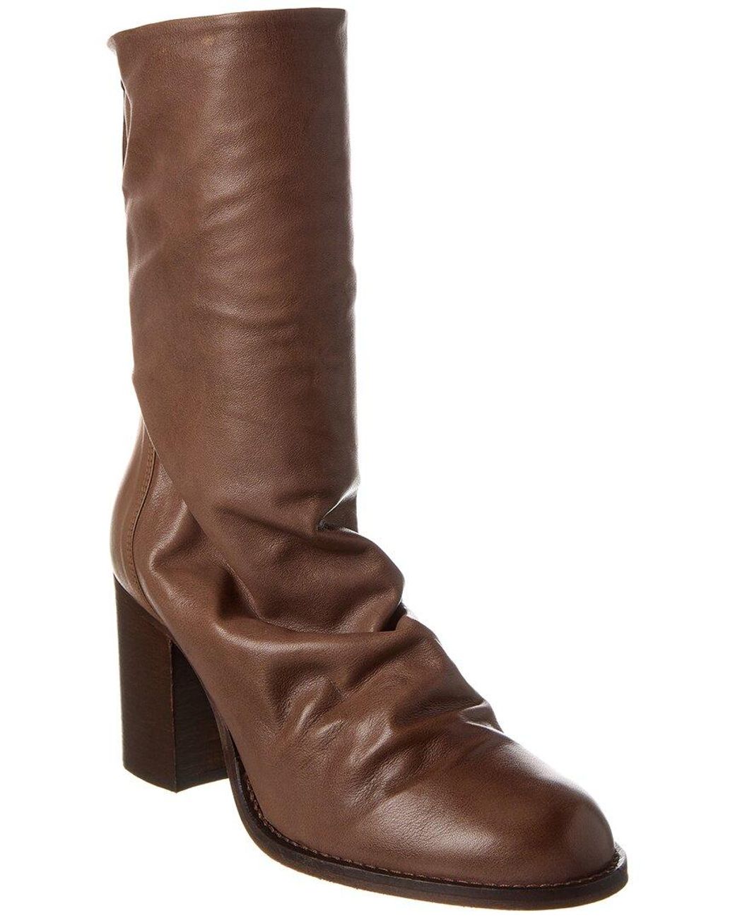 Free People Elle Block Heel Leather Boot in Brown Lyst