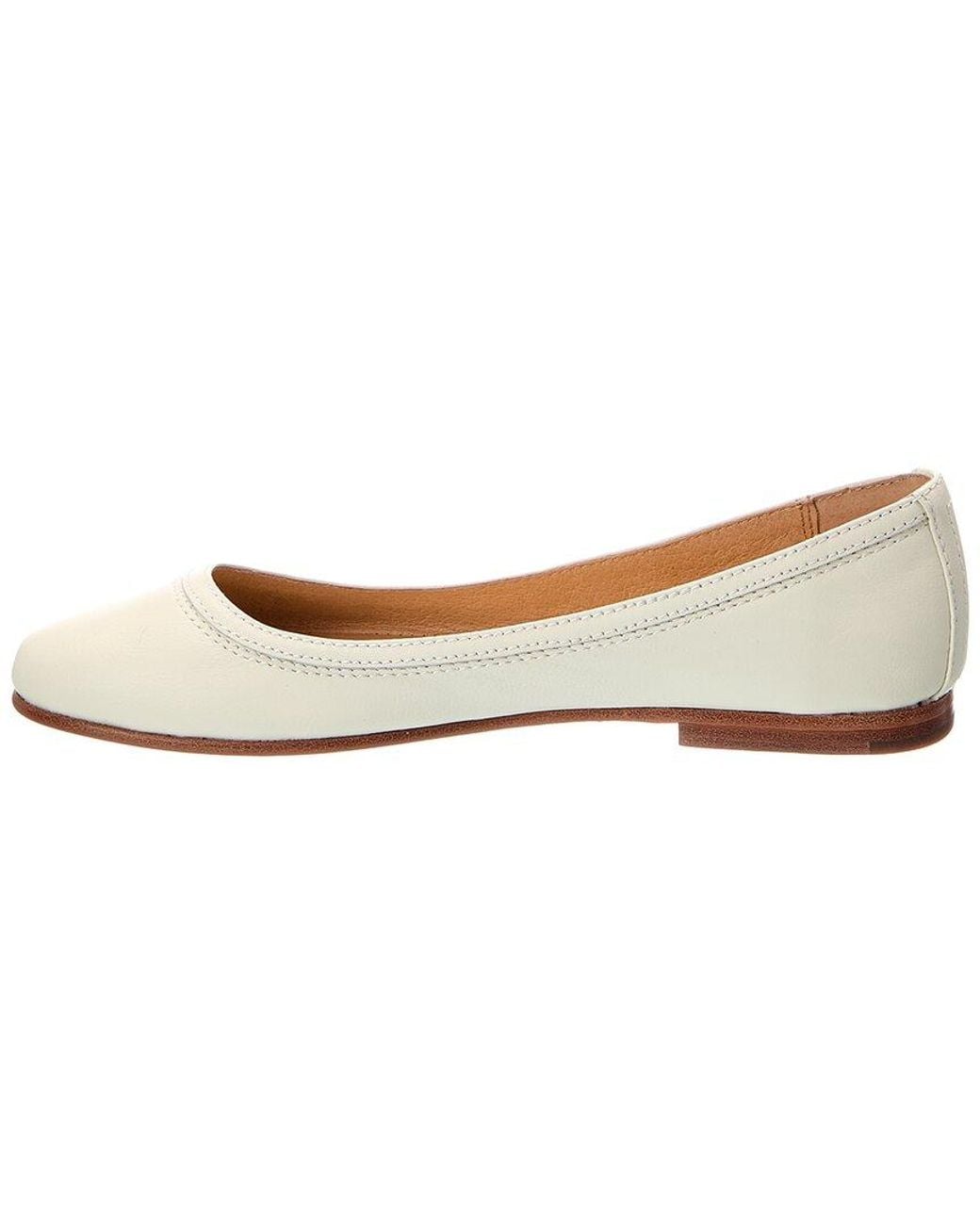 Frye White Carson Leather Ballet Flat