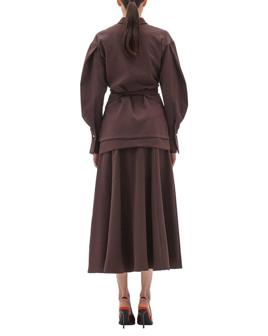 BGL Brown 2Pc Blouse & Skirt Set