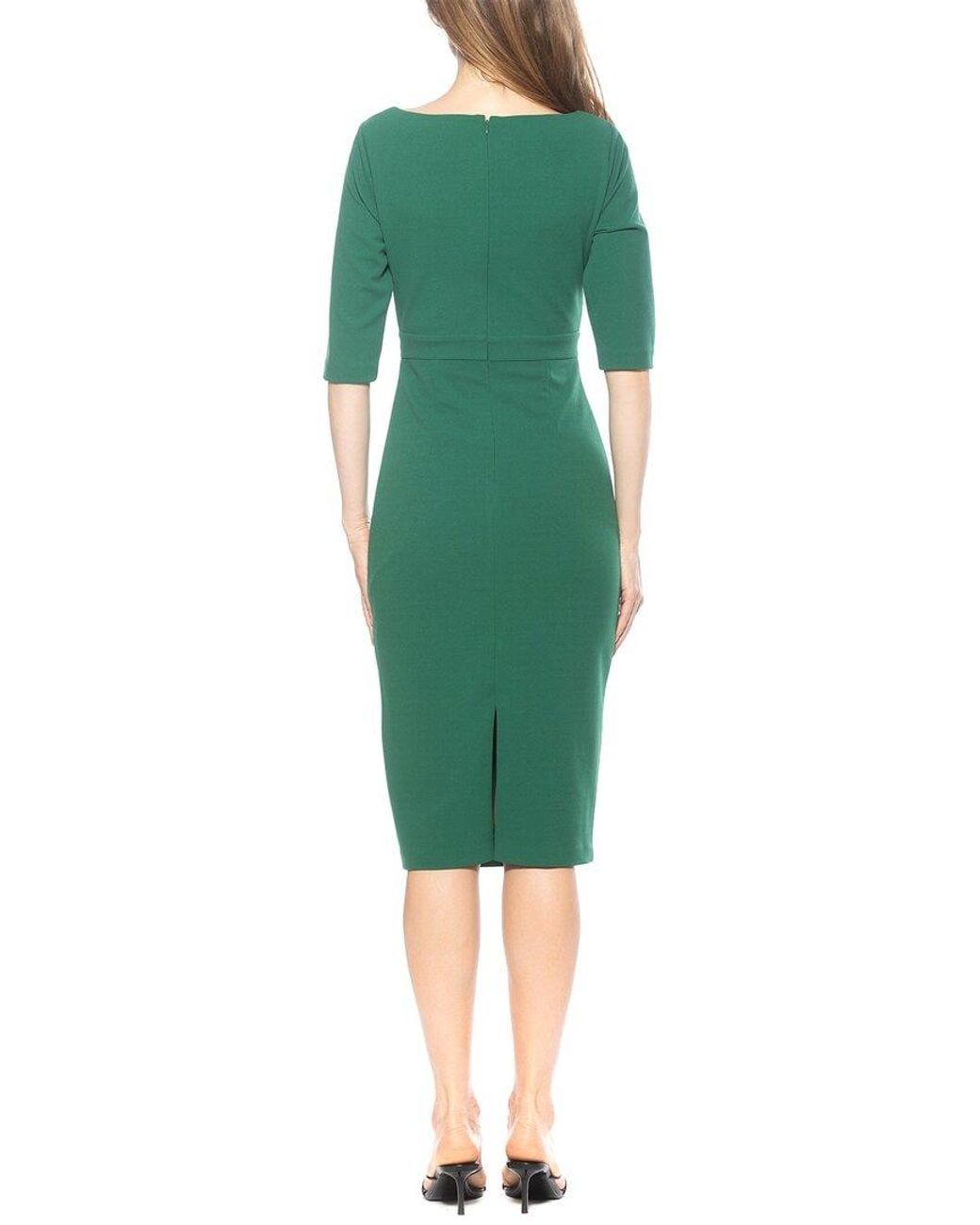 Alexia Admor Green Seraphina Boatneck Sheath Dress