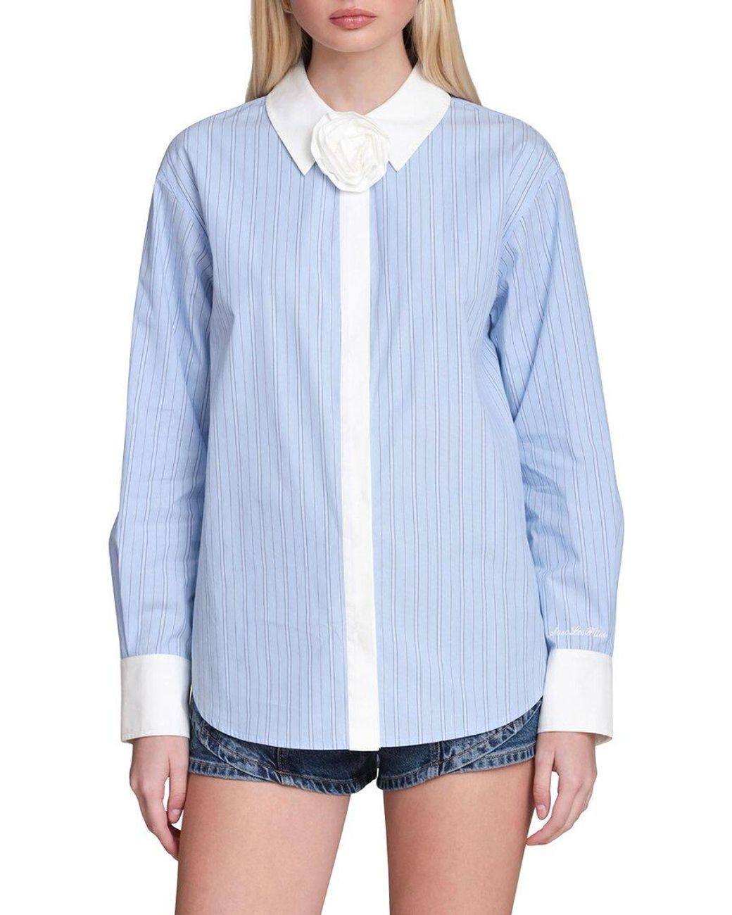 Avec Les Filles Blue Rose French Cuff Menswear Shirt
