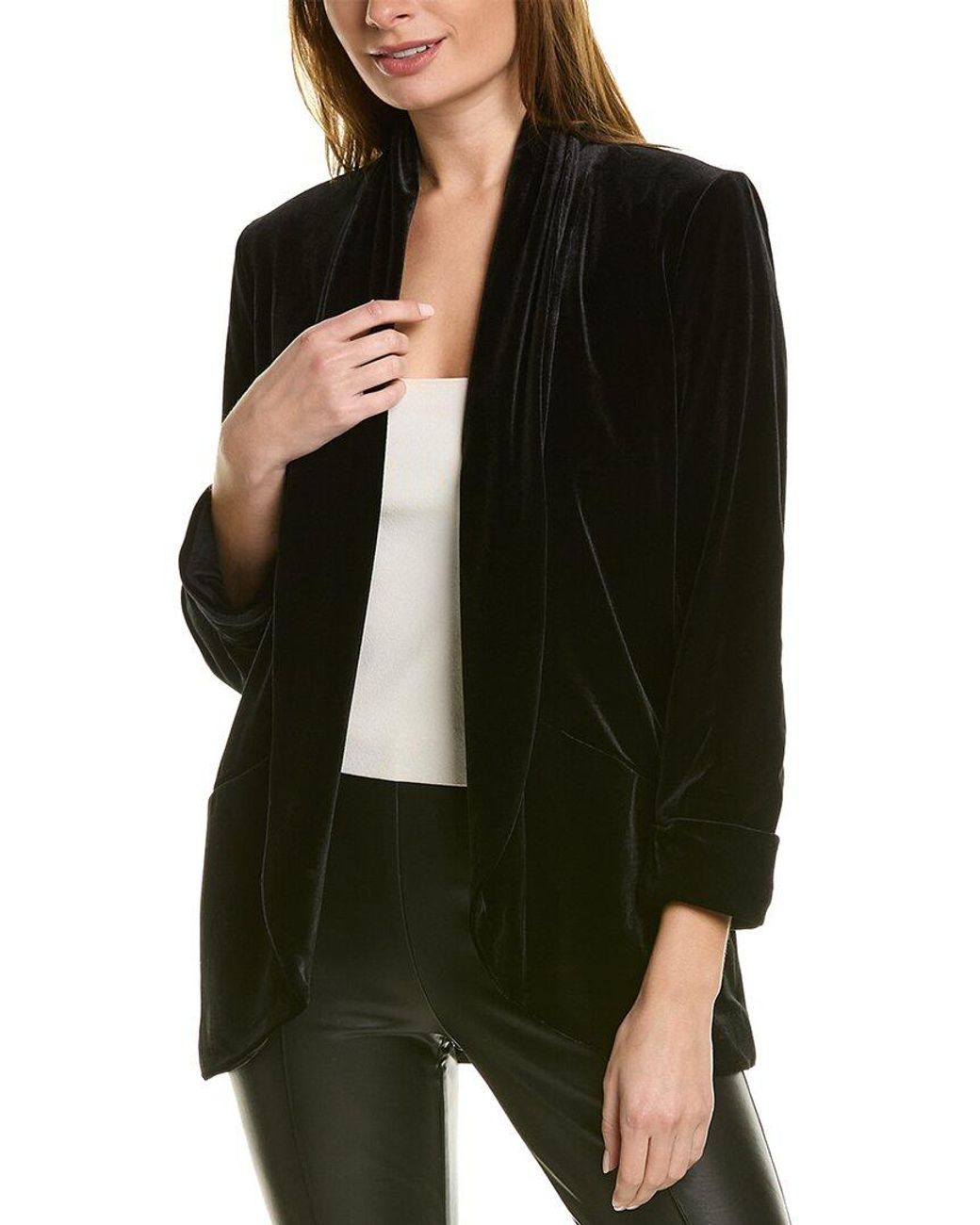 Traffic People Velvet Boyfriend Jacket in Green Lyst