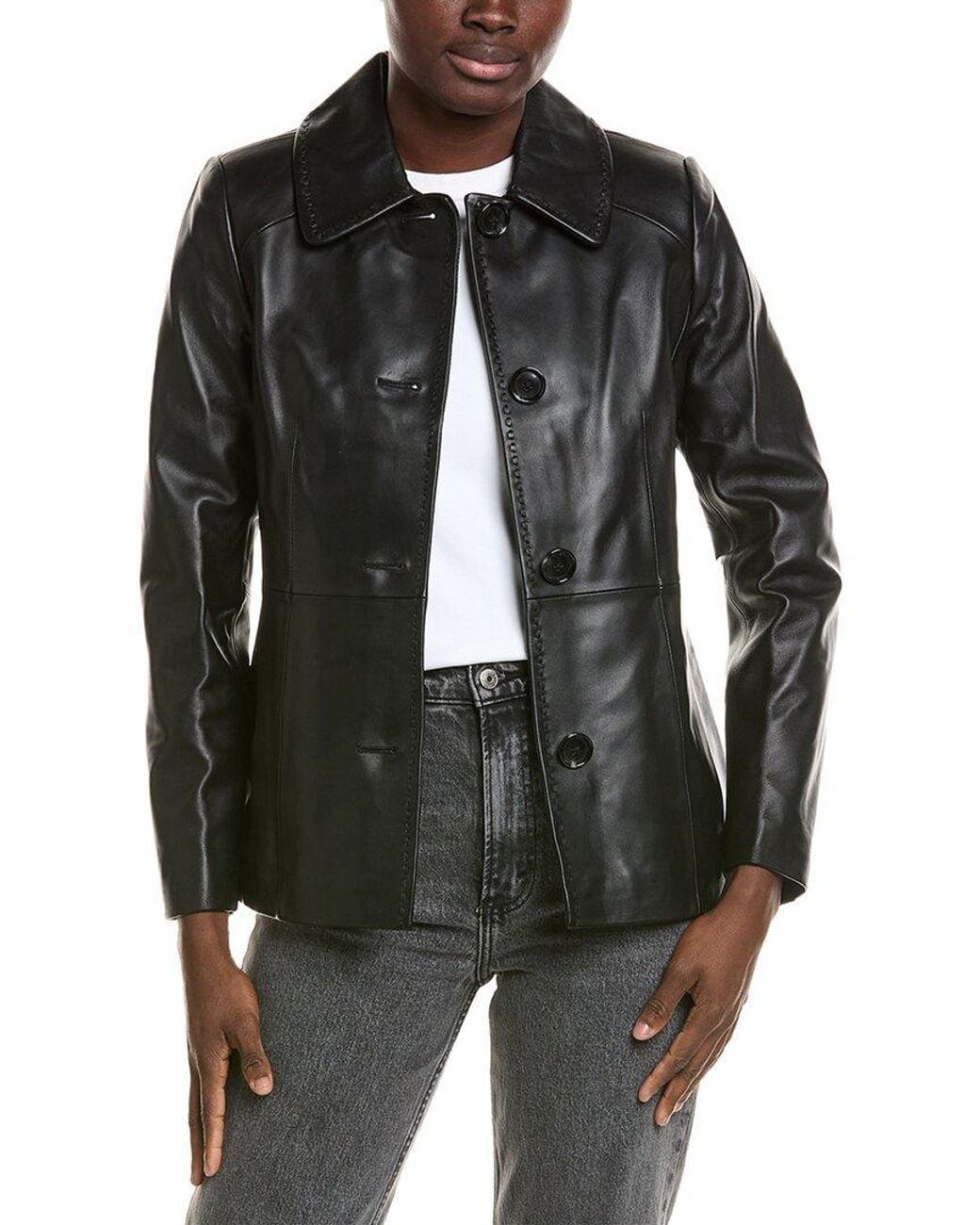 Neiman Marcus Black Classic Leather Jacket