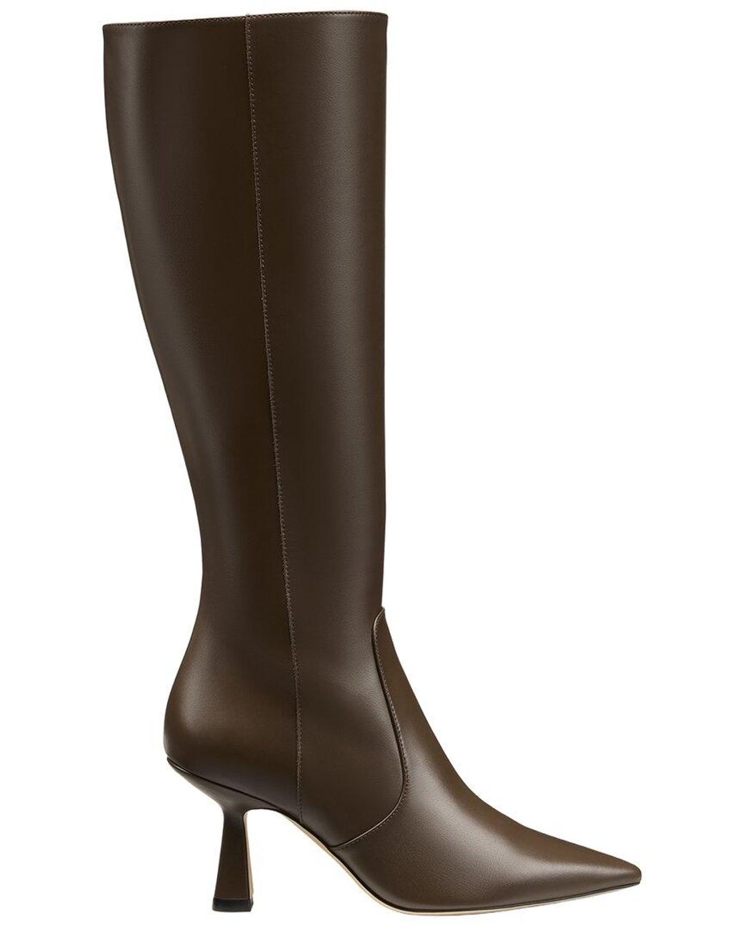 Stuart Weitzman Brown Stuart Supersculpt Zip Leather Boot 75