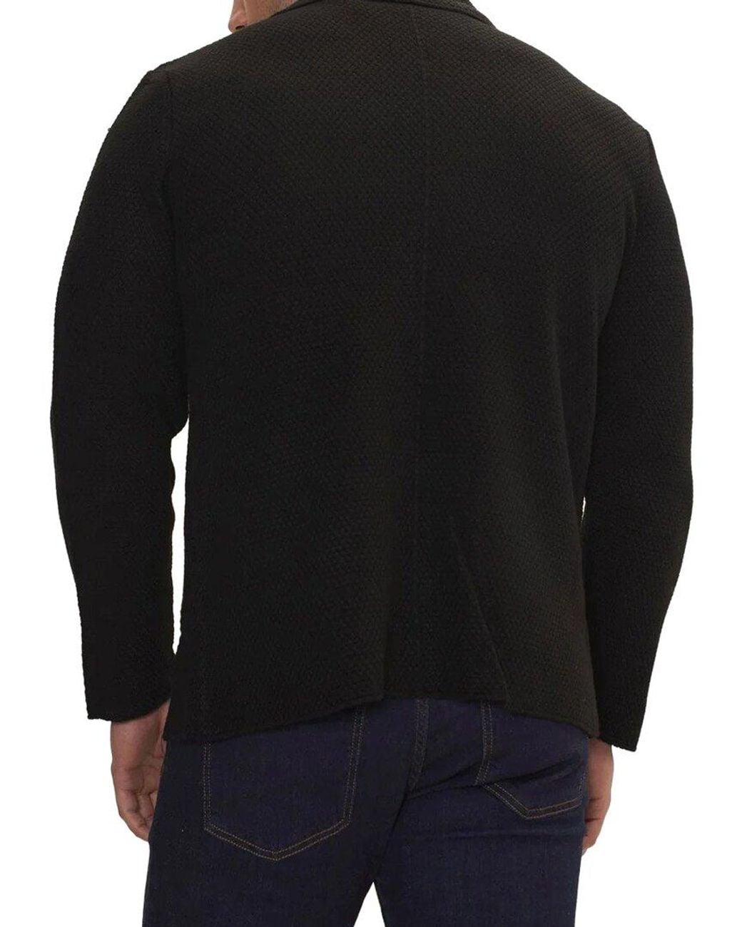 Ron Tomson Black Lightweight Waffle Knit Wool-Blend Cardigan for men