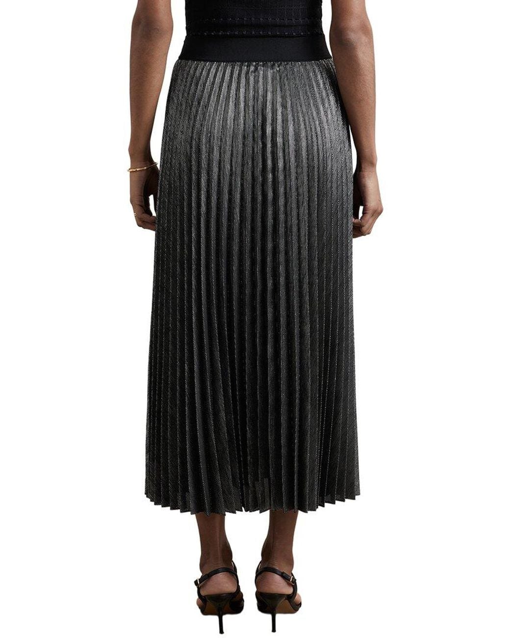 Reiss Black Taylor Pleated Skirt