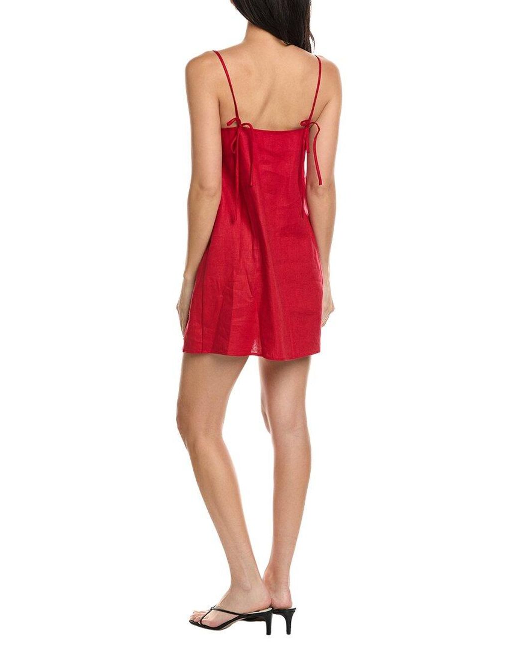Seraphin Red Sleeveless Linen Mini Dress