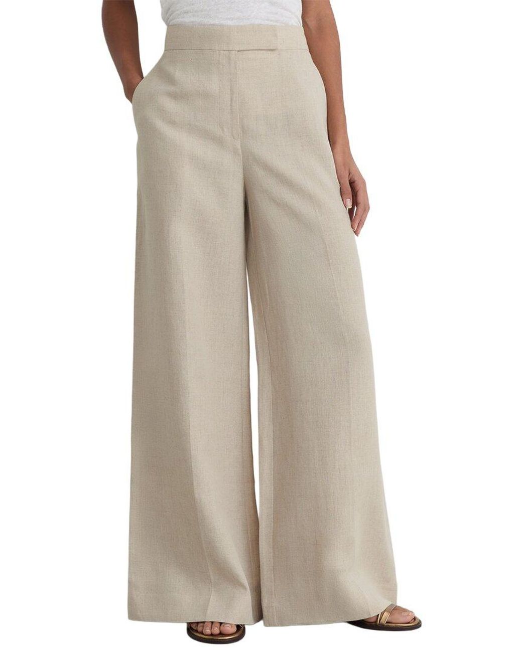 Reiss Natural Kit Linen Wide Leg Suit Trouser