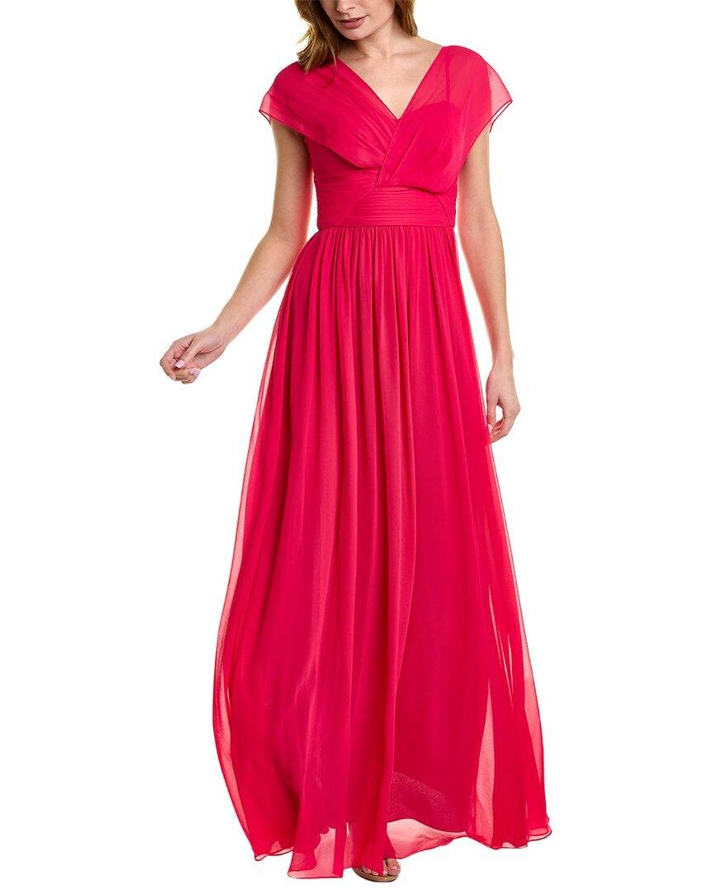 Teri Jon Pleated Bodice Gown in Pink Lyst