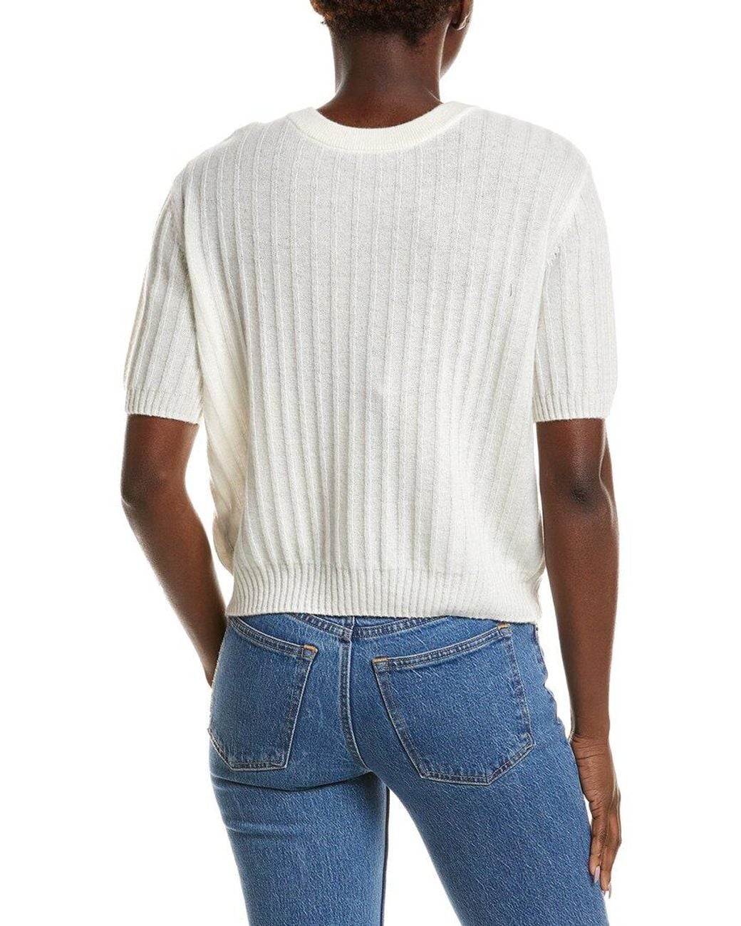 NAADAM White Coastal 100% Cashmere Reversible Henley Sweater