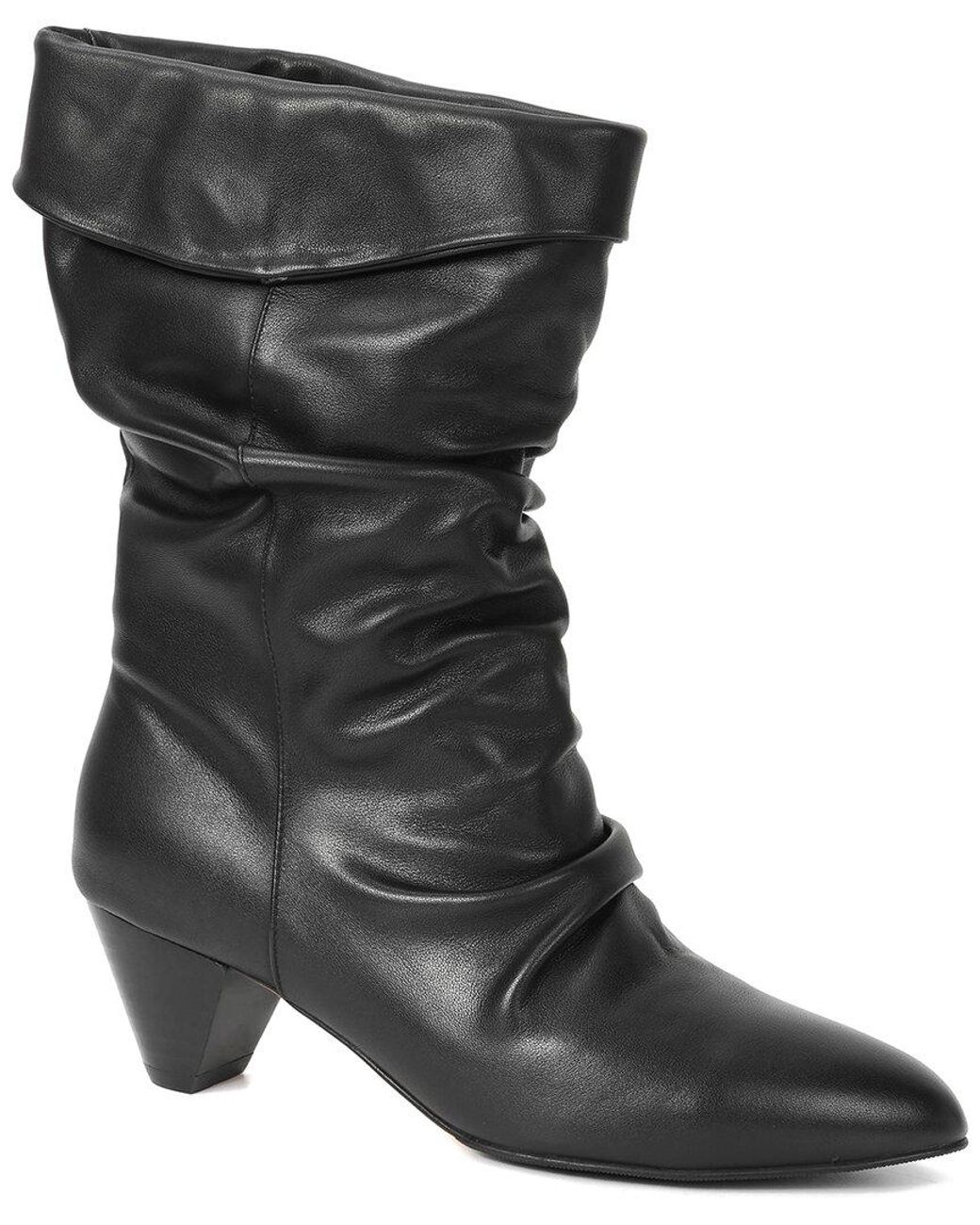 Tiffany & Fred Paris Black Slouch Cuff Leather Boot