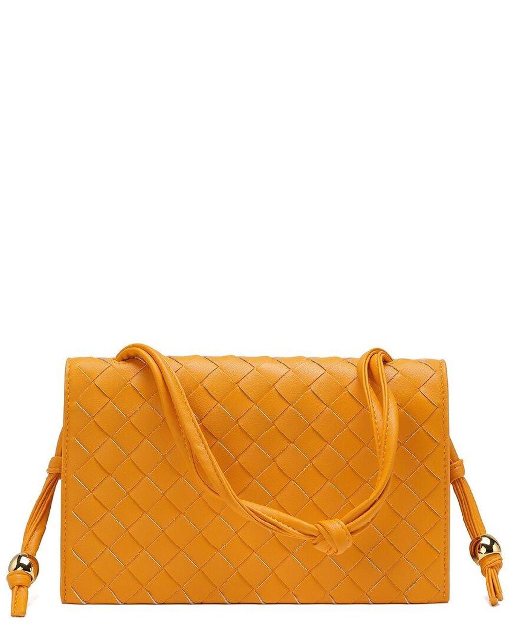 Tiffany & Fred Paris Orange Woven Leather Shoulder Bag