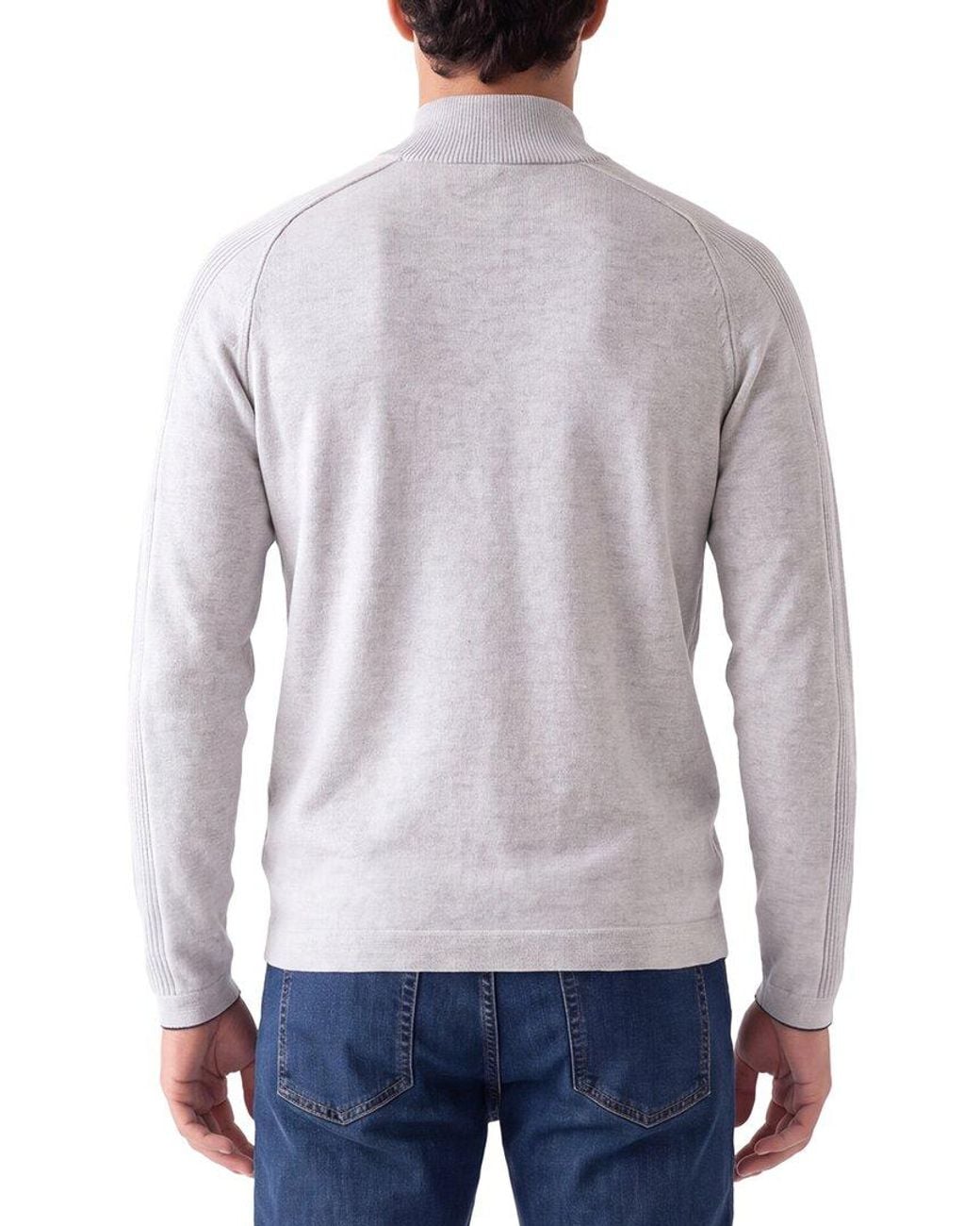 Forte Gray Cashmere 100% Cashmere Mock Neck 1/4-Zip 100% Cashmere Sweater for men