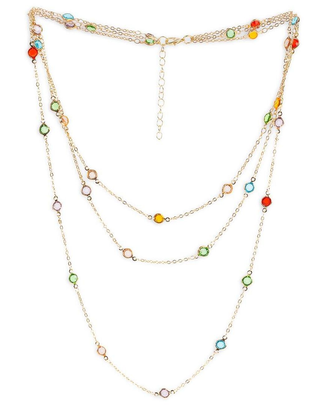 Saachi White Glass 3-layer Necklace