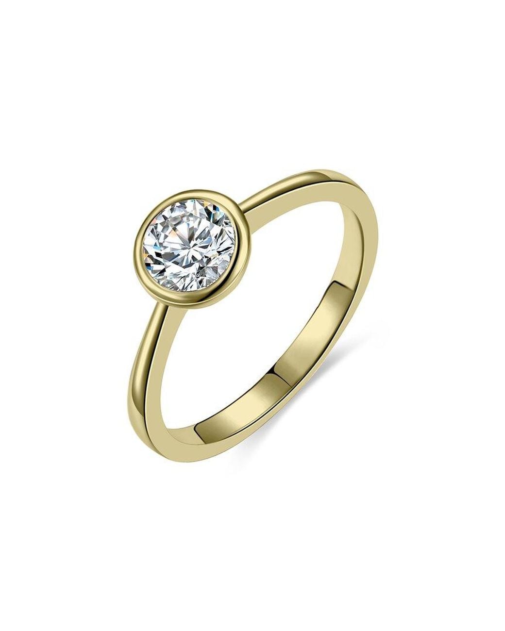 Rachel Glauber White 14k Plated Cz Solitaire Ring