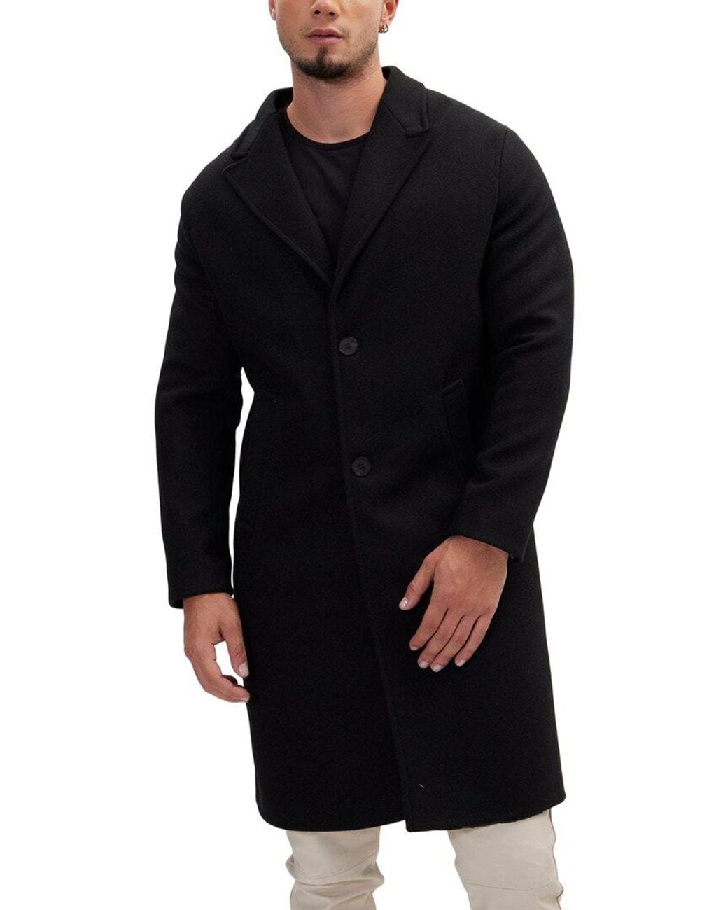 Ron Tomson Black Overcoat for men