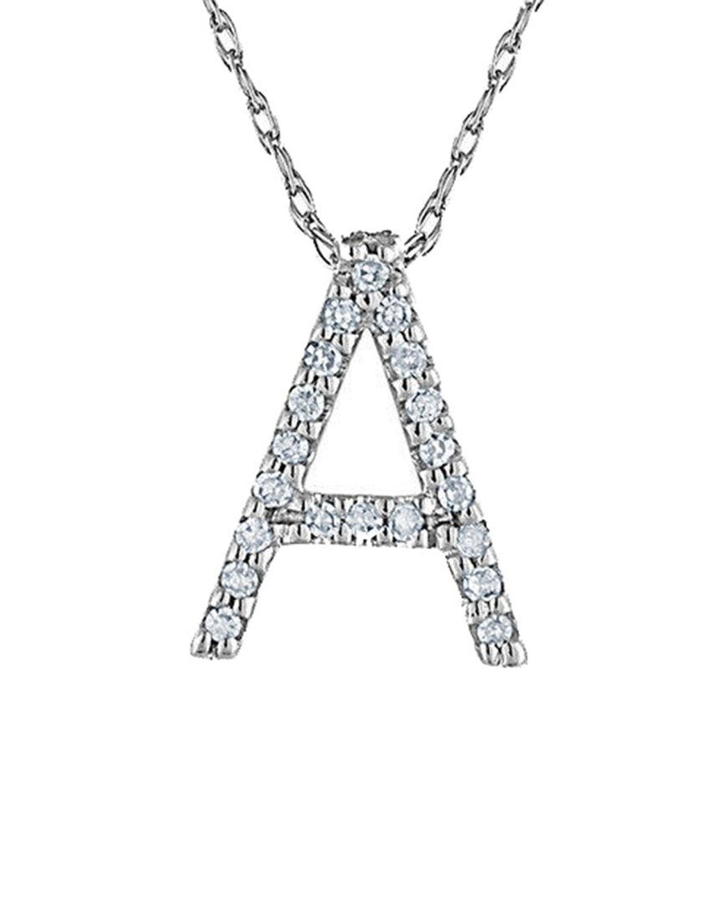 Suzy Levian Metallic 14K Diamond Initial Letter Necklace (A-Z)