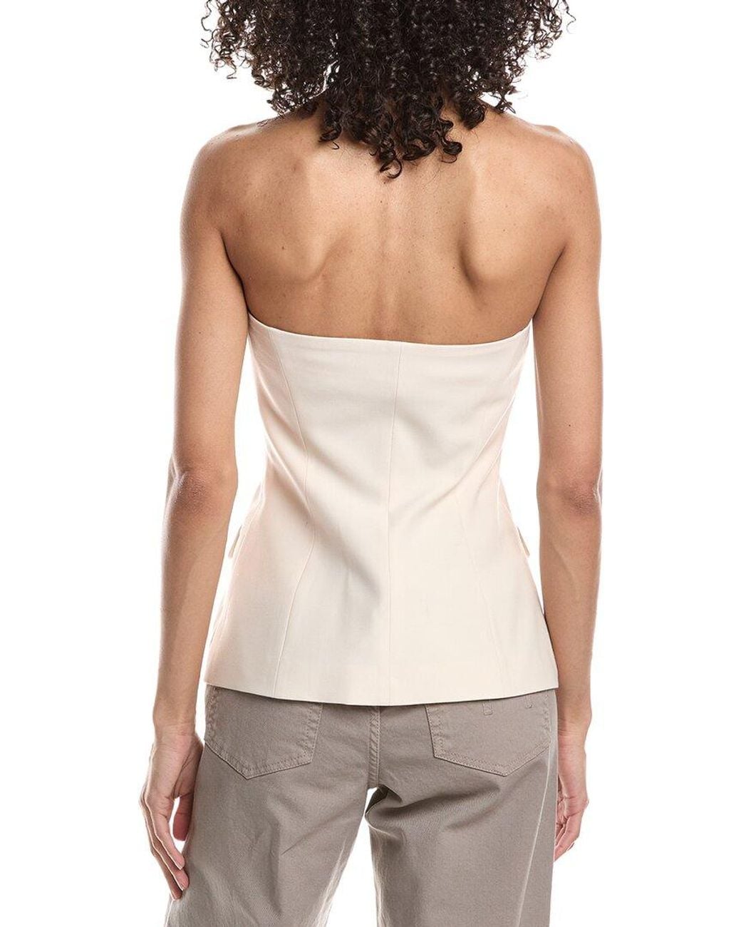Marella White Sestri Top Woven Wool-Blend Waistcoat