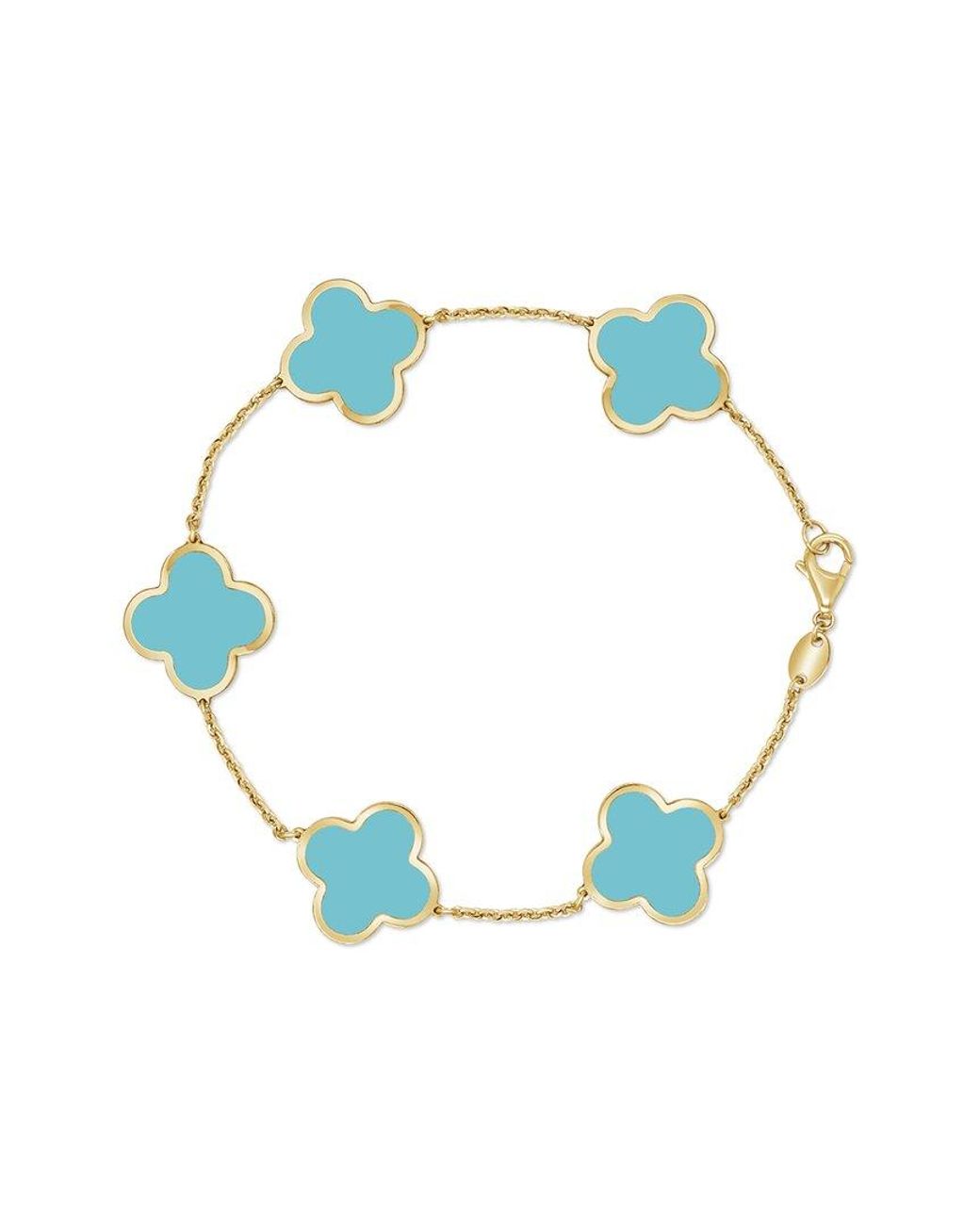 Italian Gold Blue 14k Turquoise Stackable Bracelet