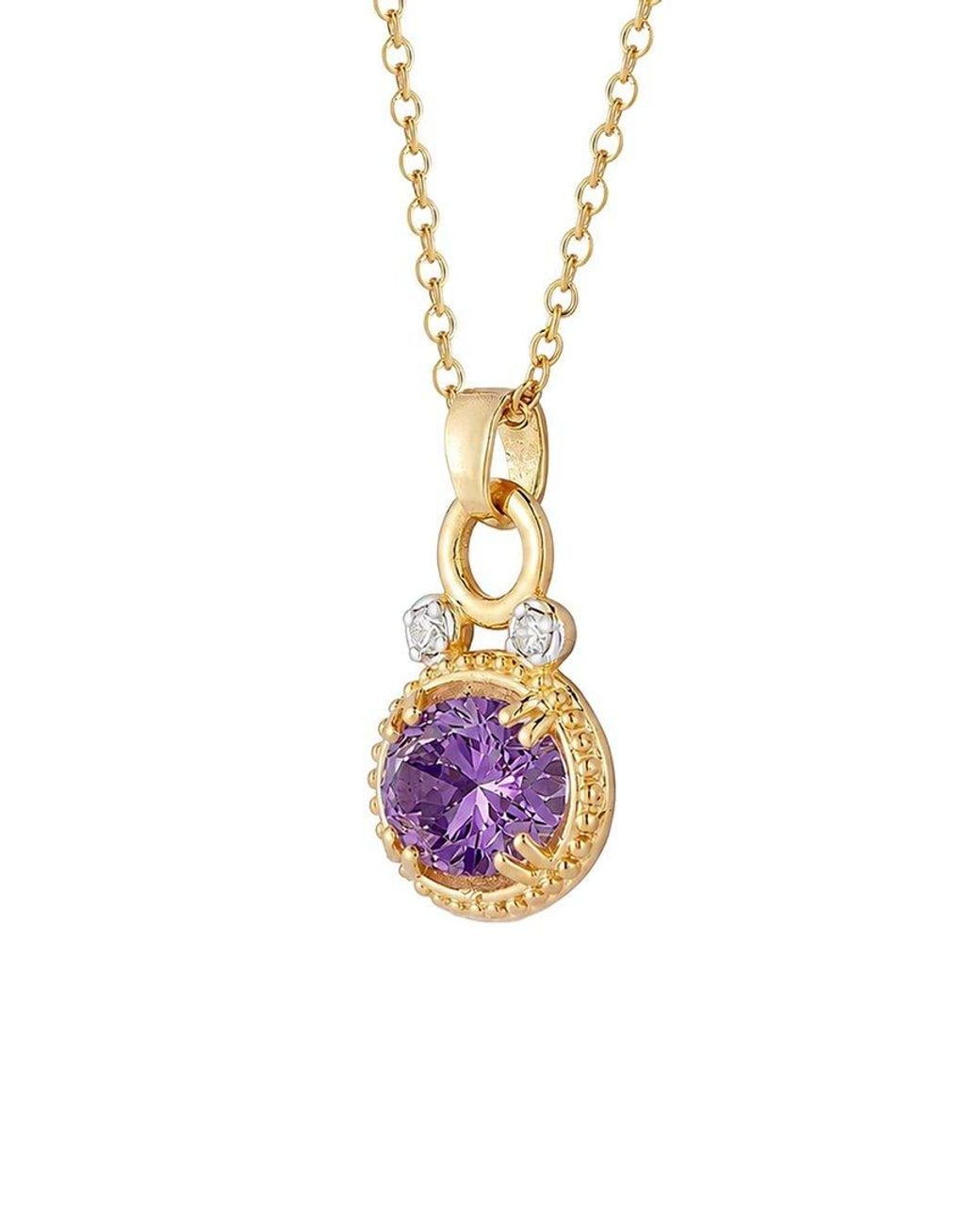 Reiss Pink 14K 2.75 Ct. Tw. Diamond & Amethyst Necklace