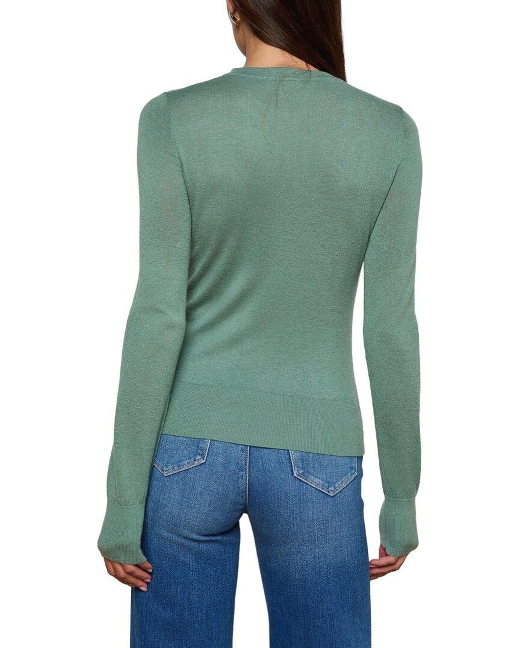 L'Agence Green Ronda Knit Henley Wool-Blend Pullover