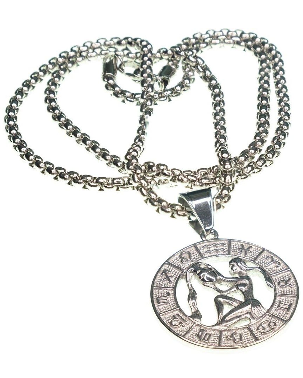 jean claude Metallic Dell Arte Stainless Steel Aquarius Pendant Necklace for men