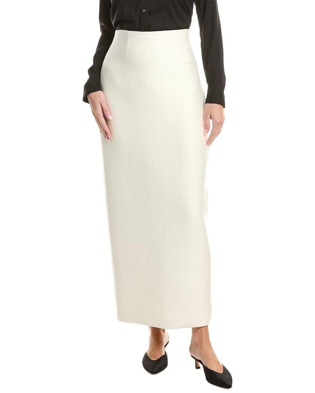 Adam Lippes White Perry Wool & Silk-Blend Skirt