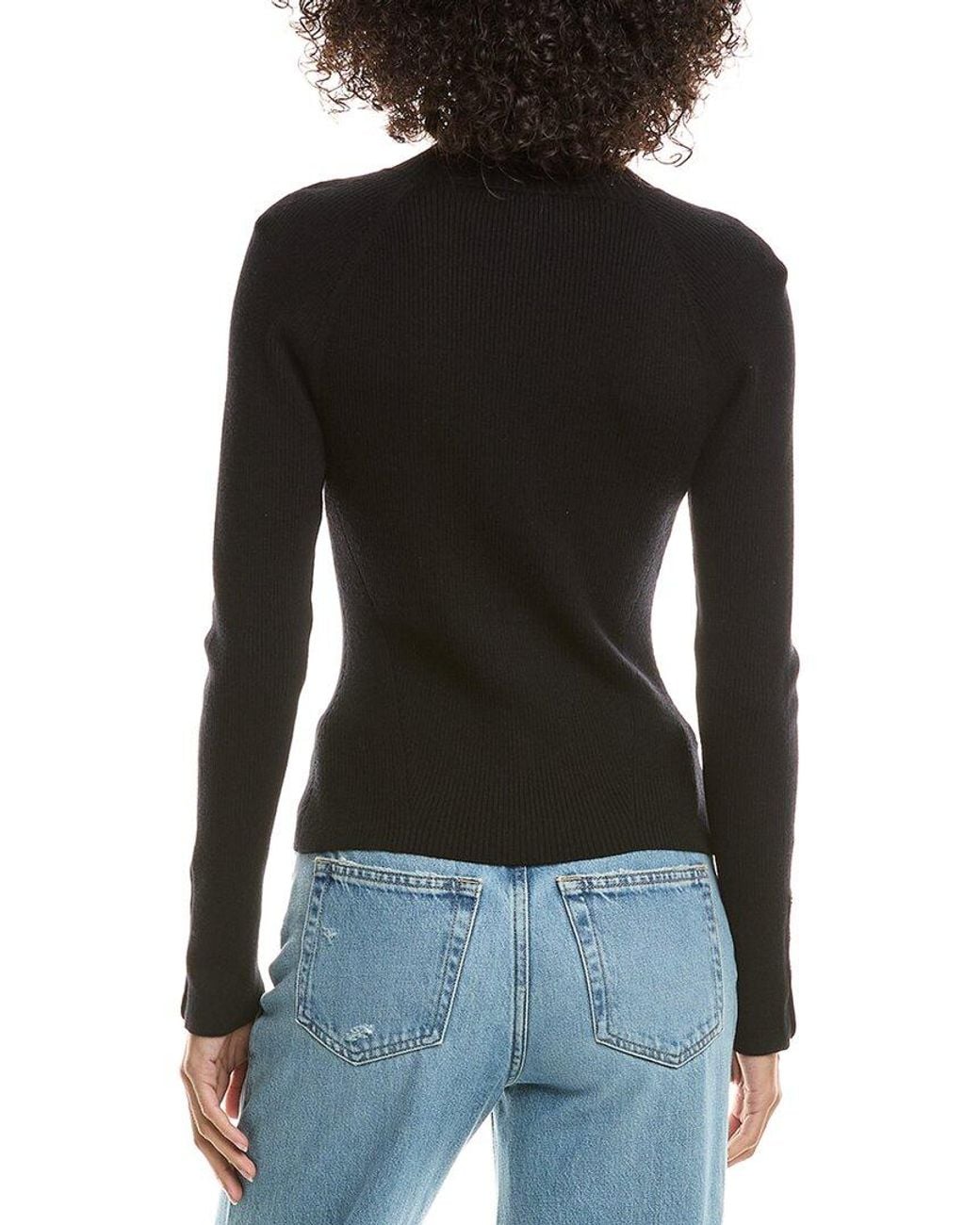 10 Crosby Derek Lam Black Kassandra Mock Neck Wool-Blend Sweater